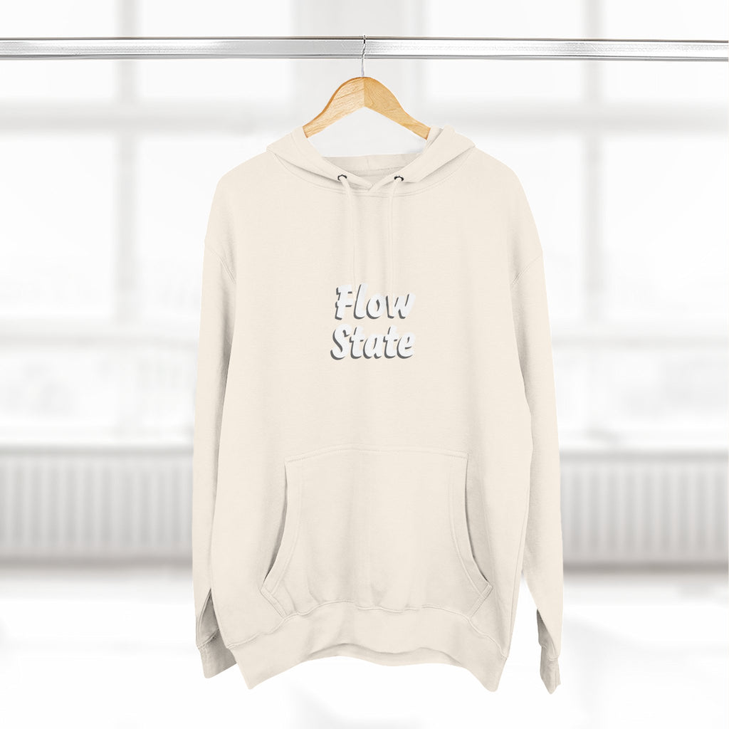 Flow State Hoodie — Minimal Embossed Text Fleece Pullover