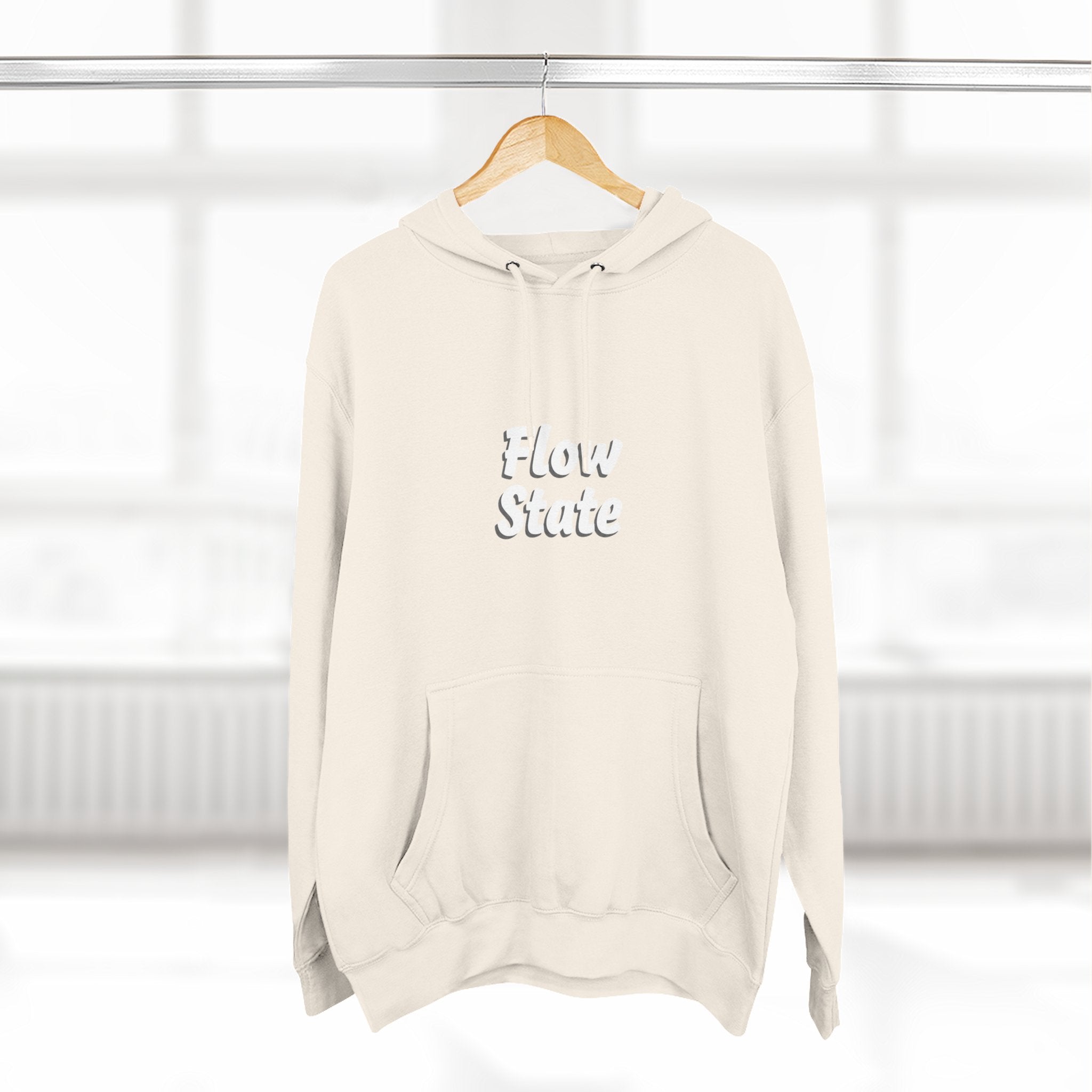 Flow State Hoodie — Minimal Embossed Text Fleece Pullover