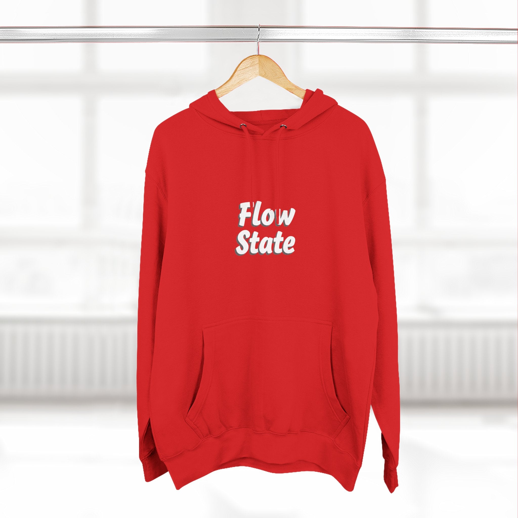Flow State Hoodie — Minimal Embossed Text Fleece Pullover
