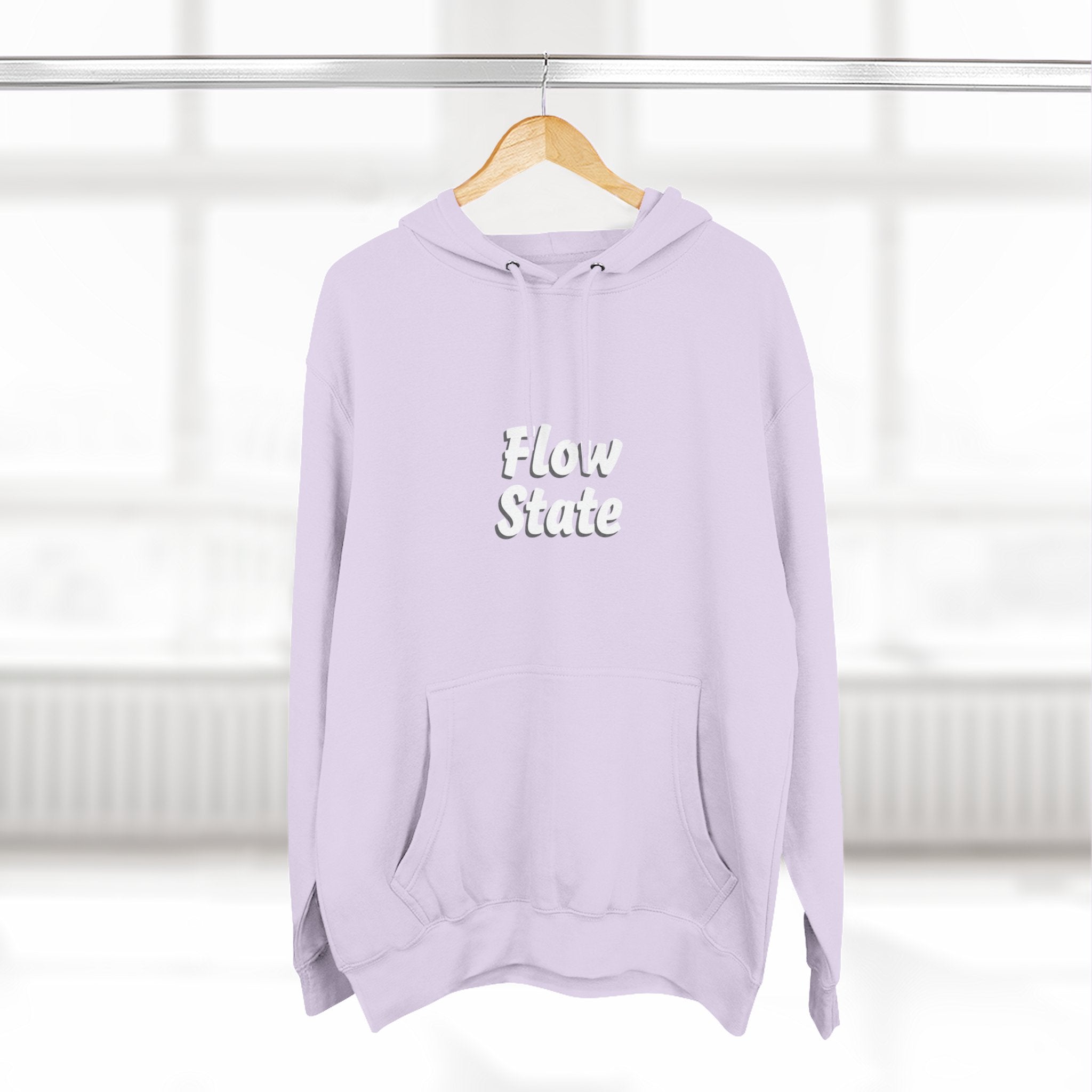 Flow State Hoodie — Minimal Embossed Text Fleece Pullover