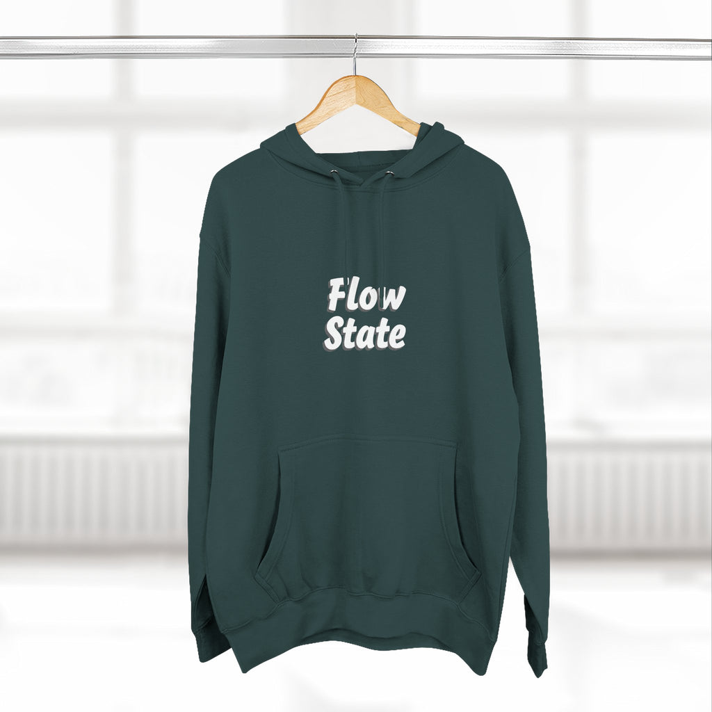 Flow State Hoodie — Minimal Embossed Text Fleece Pullover