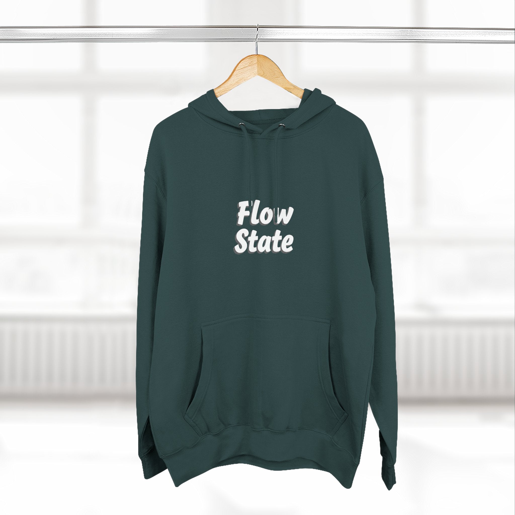 Flow State Hoodie — Minimal Embossed Text Fleece Pullover