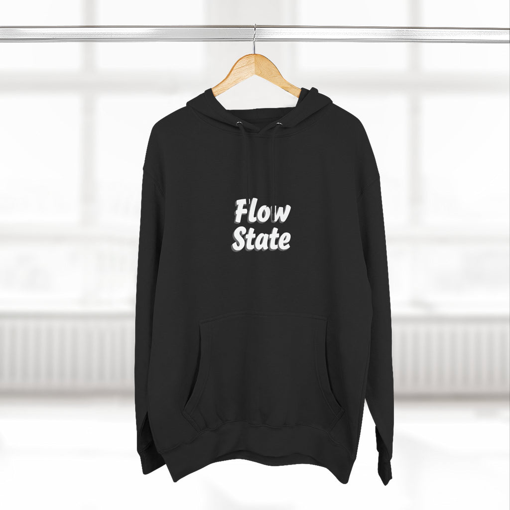 Flow State Hoodie — Minimal Embossed Text Fleece Pullover