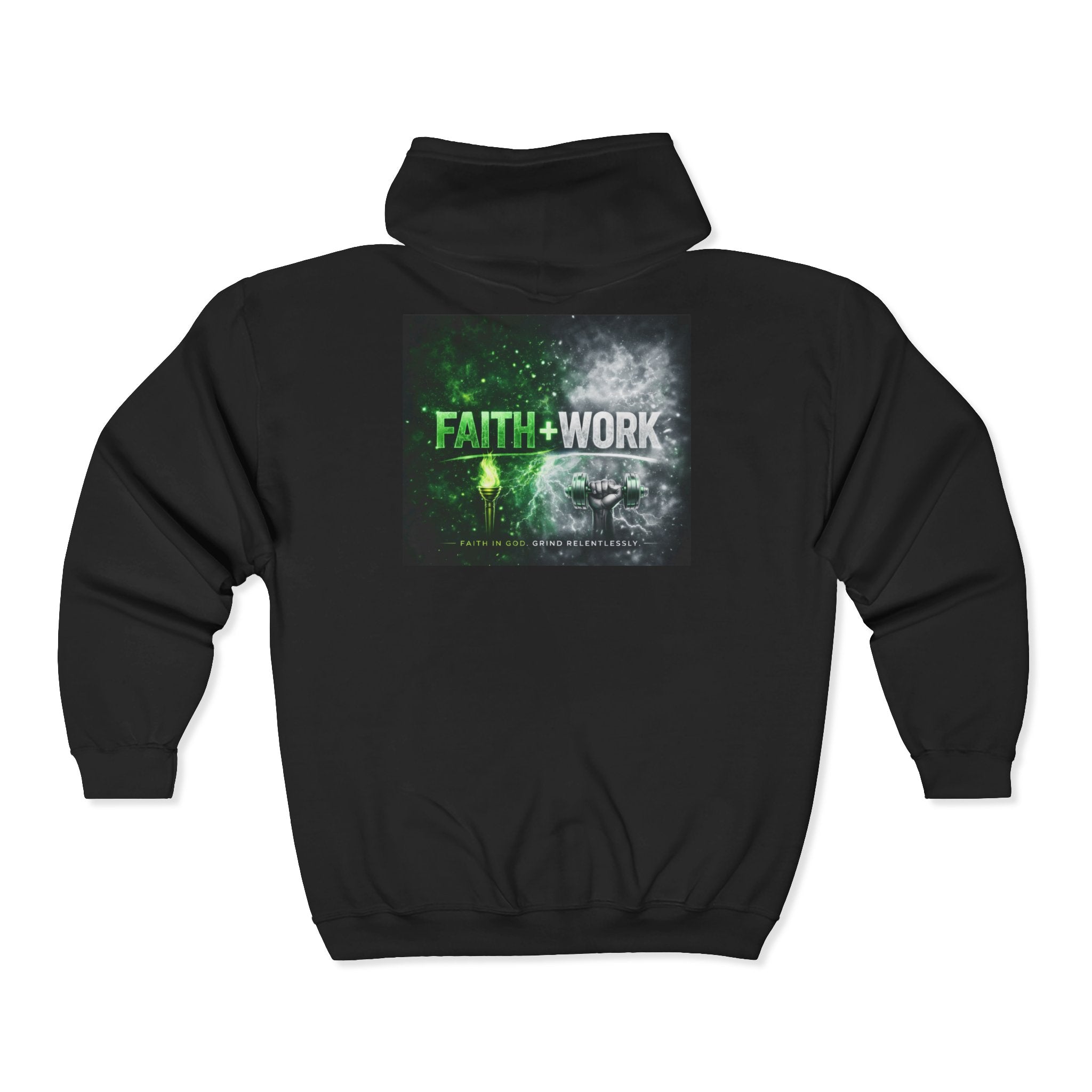 Faith + Work Zip Hoodie – Christian Inspirational Full-Zip Sweatshirt