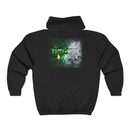 Faith + Work Zip Hoodie – Christian Inspirational Full-Zip Sweatshirt