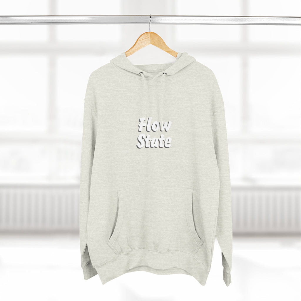 Flow State Hoodie — Minimal Embossed Text Fleece Pullover