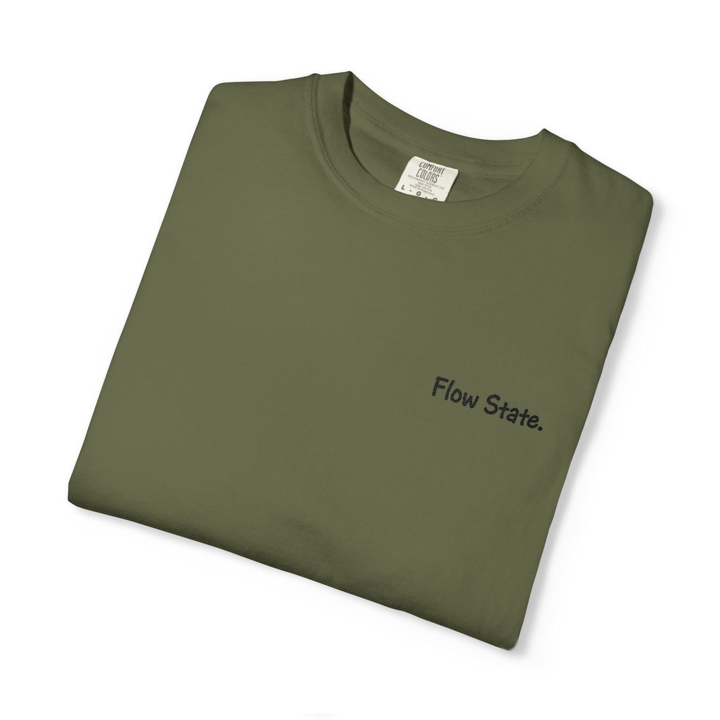 Flow State T-Shirt — Minimalist Chest Script Tee for Creatives & Athletes