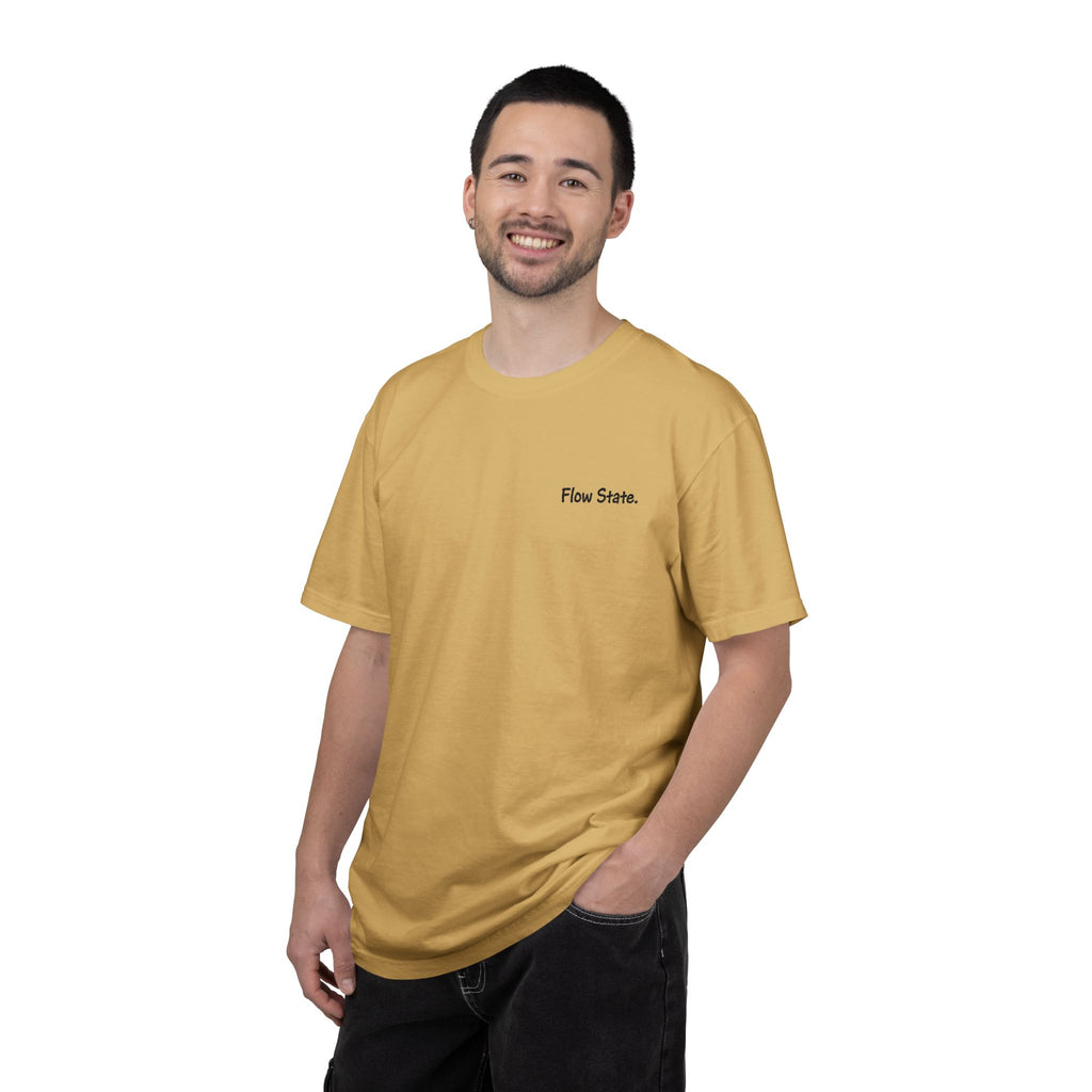 Flow State T-Shirt — Minimalist Chest Script Tee for Creatives & Athletes