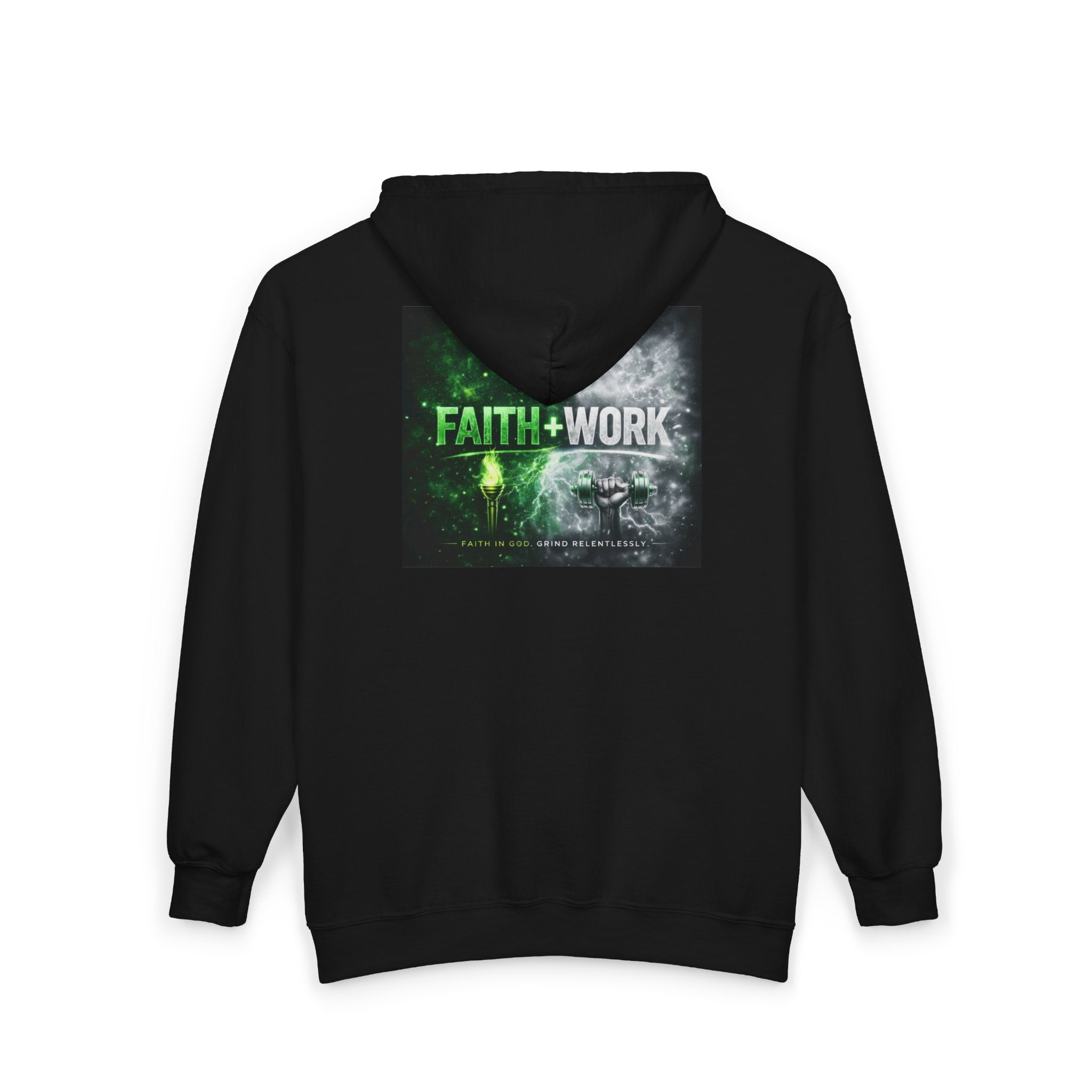 Faith + Work Zip Hoodie – Christian Inspirational Full-Zip Sweatshirt