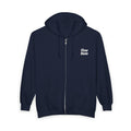 Flow State Zip Hoodie — Black Full‑Zip Hooded Sweatshirt with Retro Script