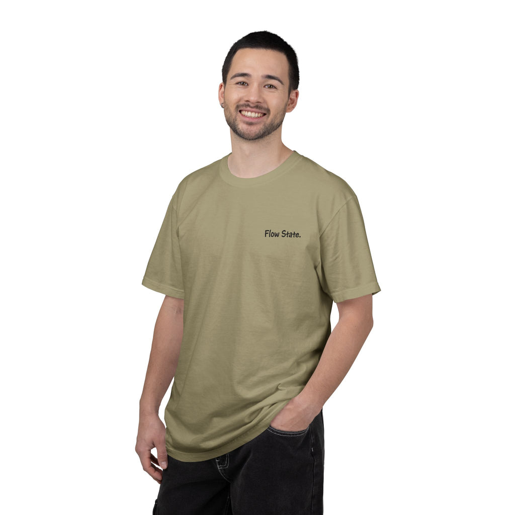 Flow State T-Shirt — Minimalist Chest Script Tee for Creatives & Athletes