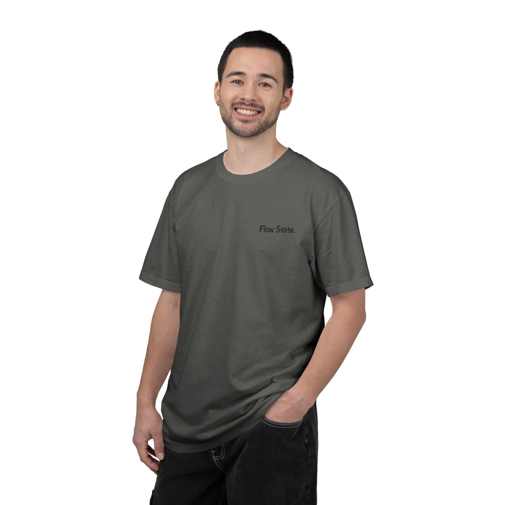 Flow State T-Shirt — Minimalist Chest Script Tee for Creatives & Athletes