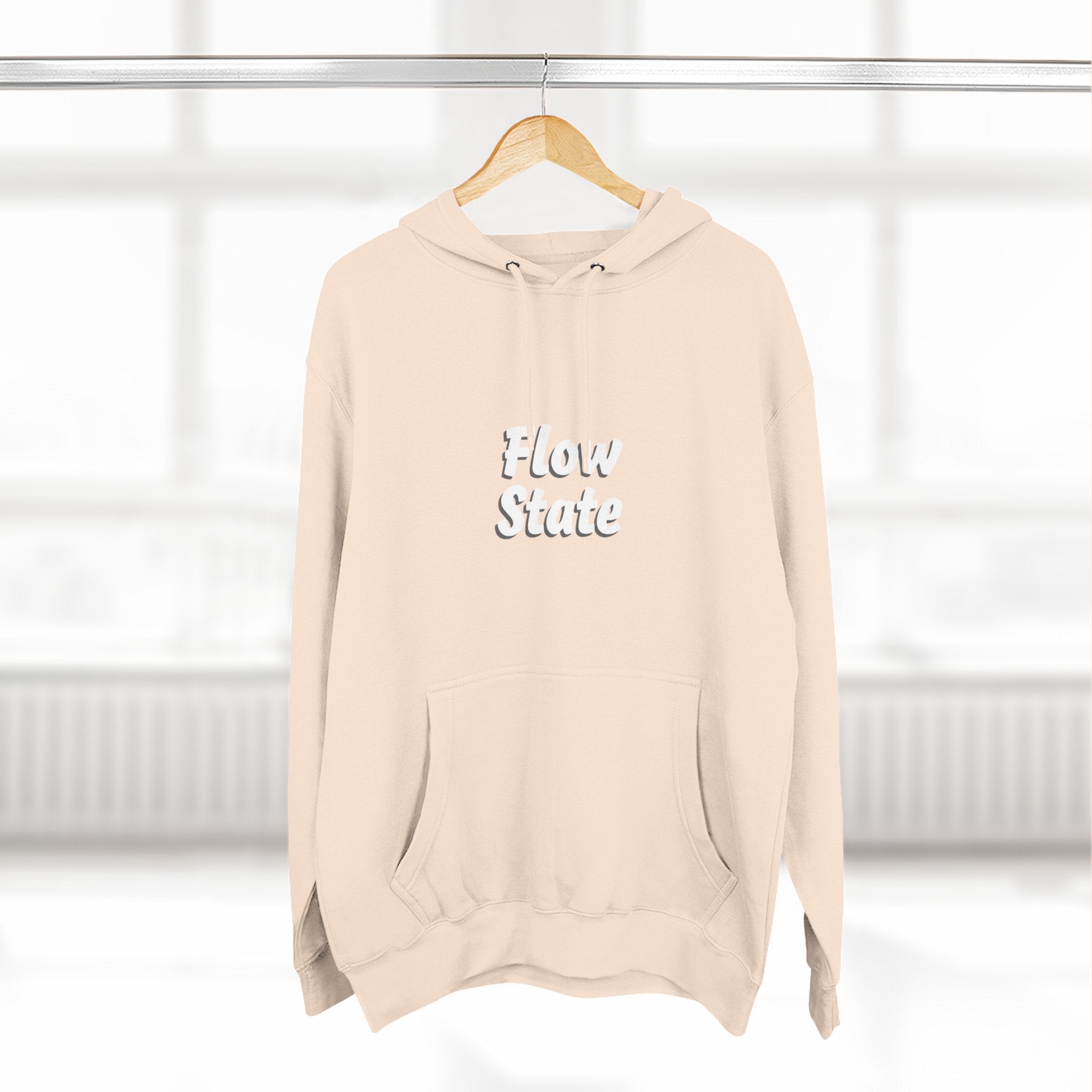 Flow State Hoodie — Minimal Embossed Text Fleece Pullover