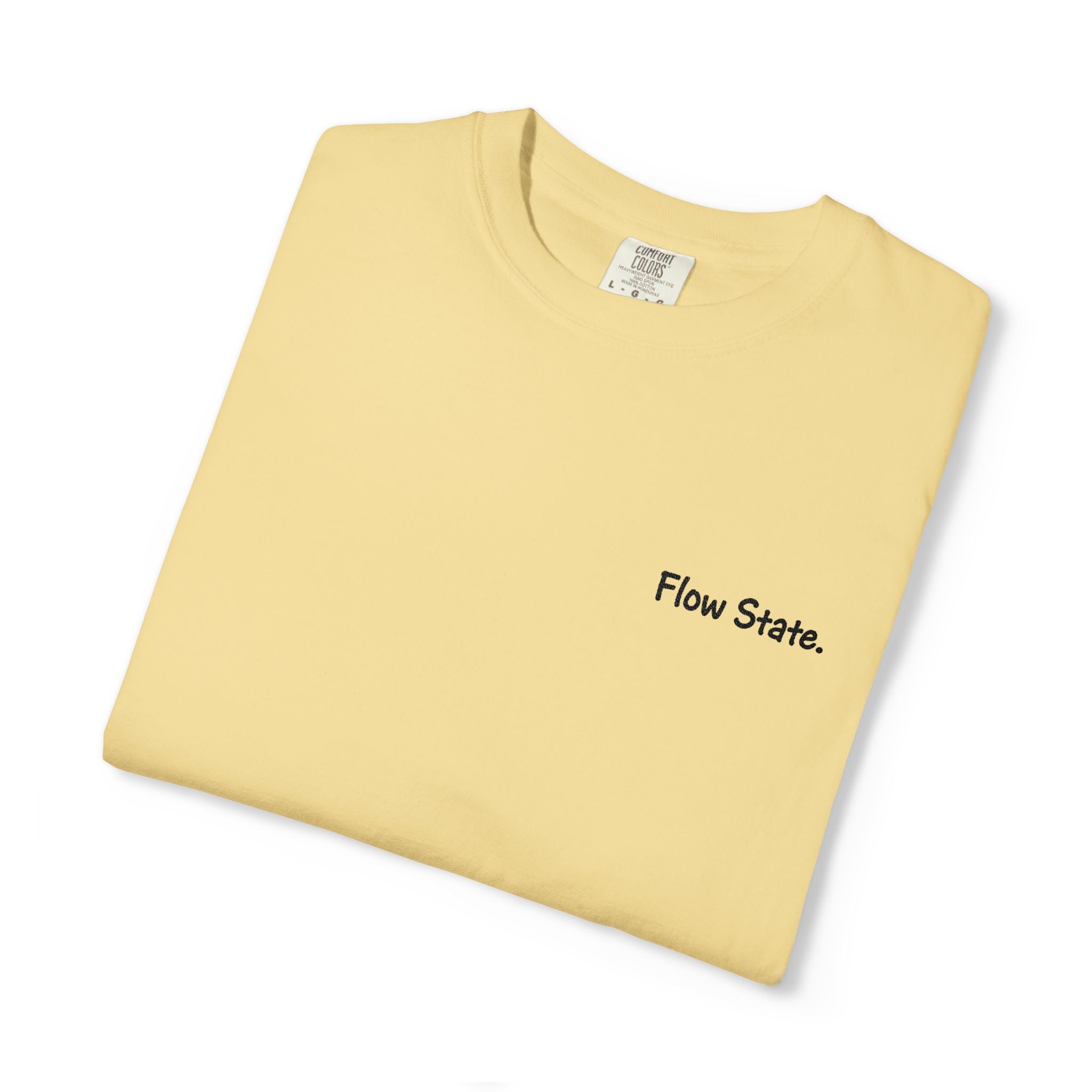 Flow State T-Shirt — Minimalist Chest Script Tee for Creatives & Athletes