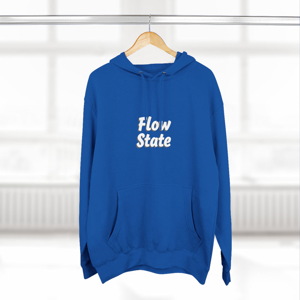 Flow State Hoodie — Minimal Embossed Text Fleece Pullover