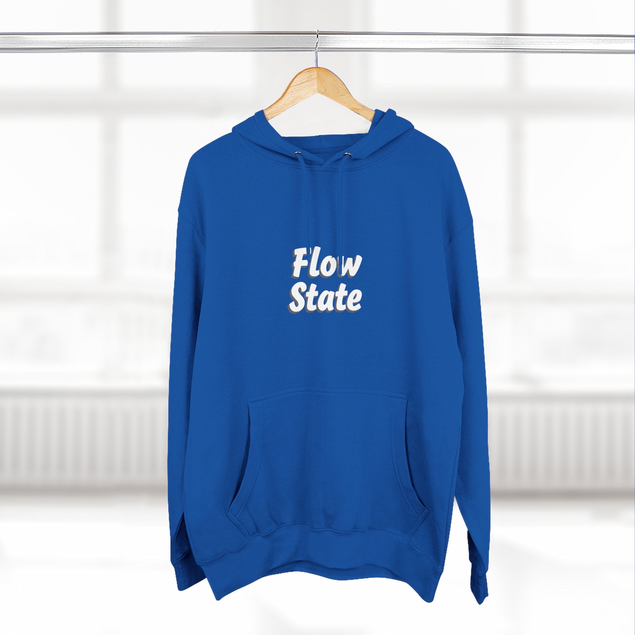 Flow State Hoodie — Minimal Embossed Text Fleece Pullover