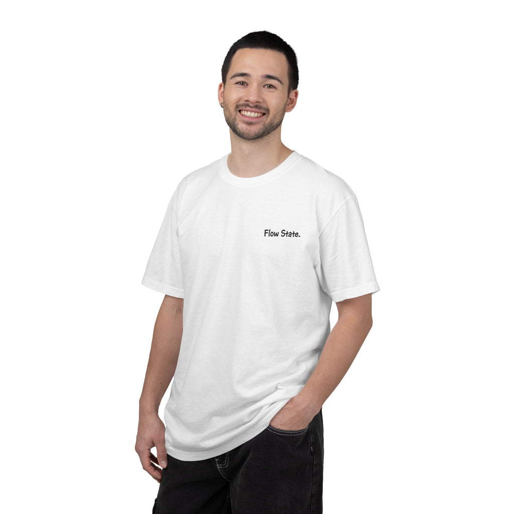 Flow State T-Shirt — Minimalist Chest Script Tee for Creatives & Athletes