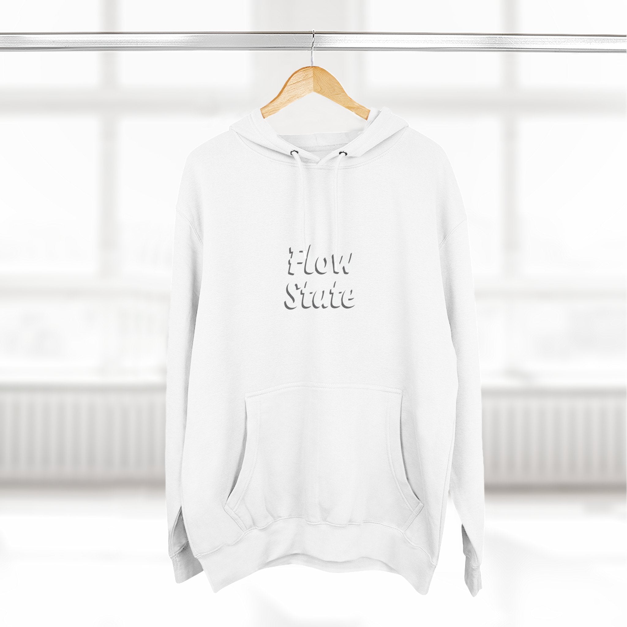 Flow State Hoodie — Minimal Embossed Text Fleece Pullover