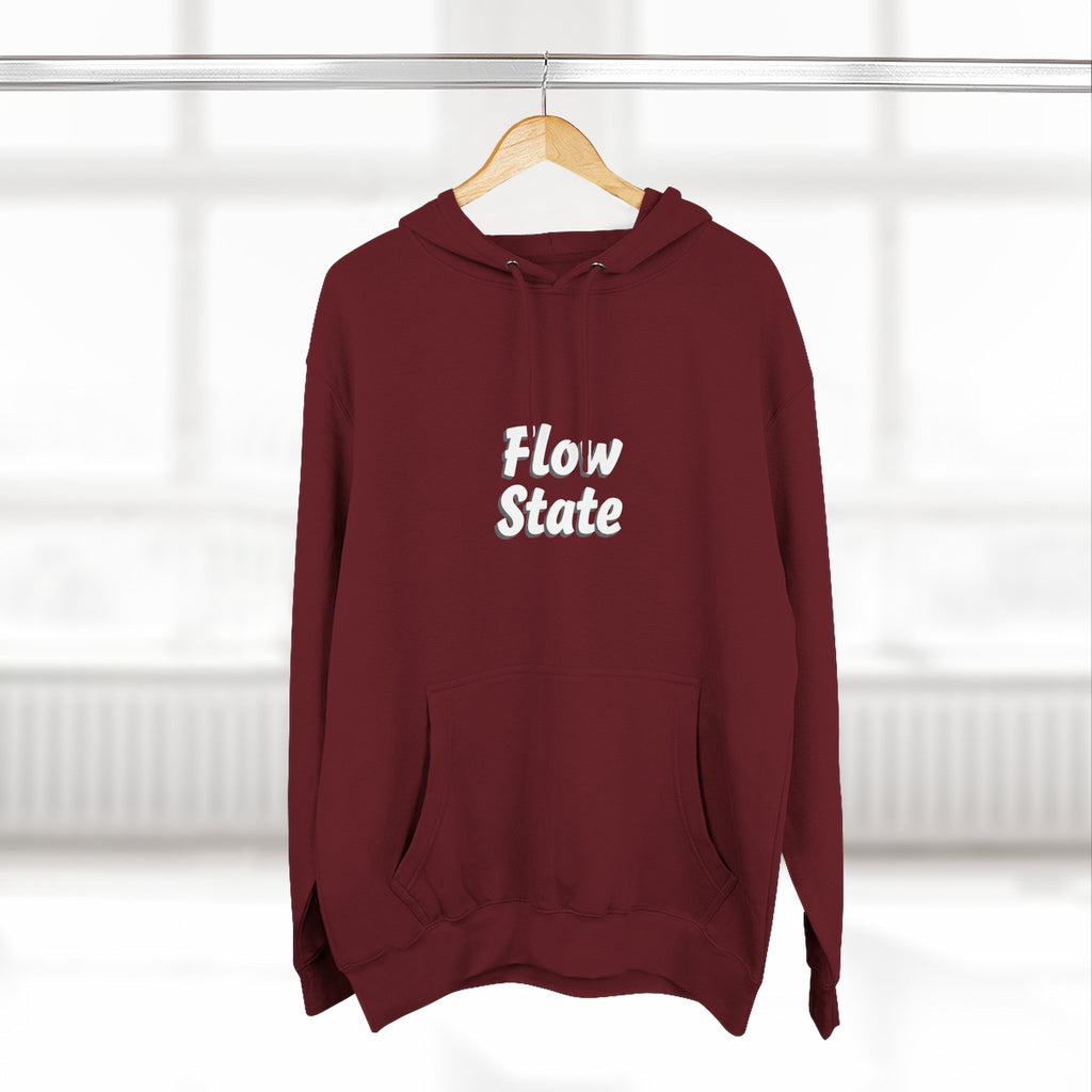 Flow State Hoodie — Minimal Embossed Text Fleece Pullover