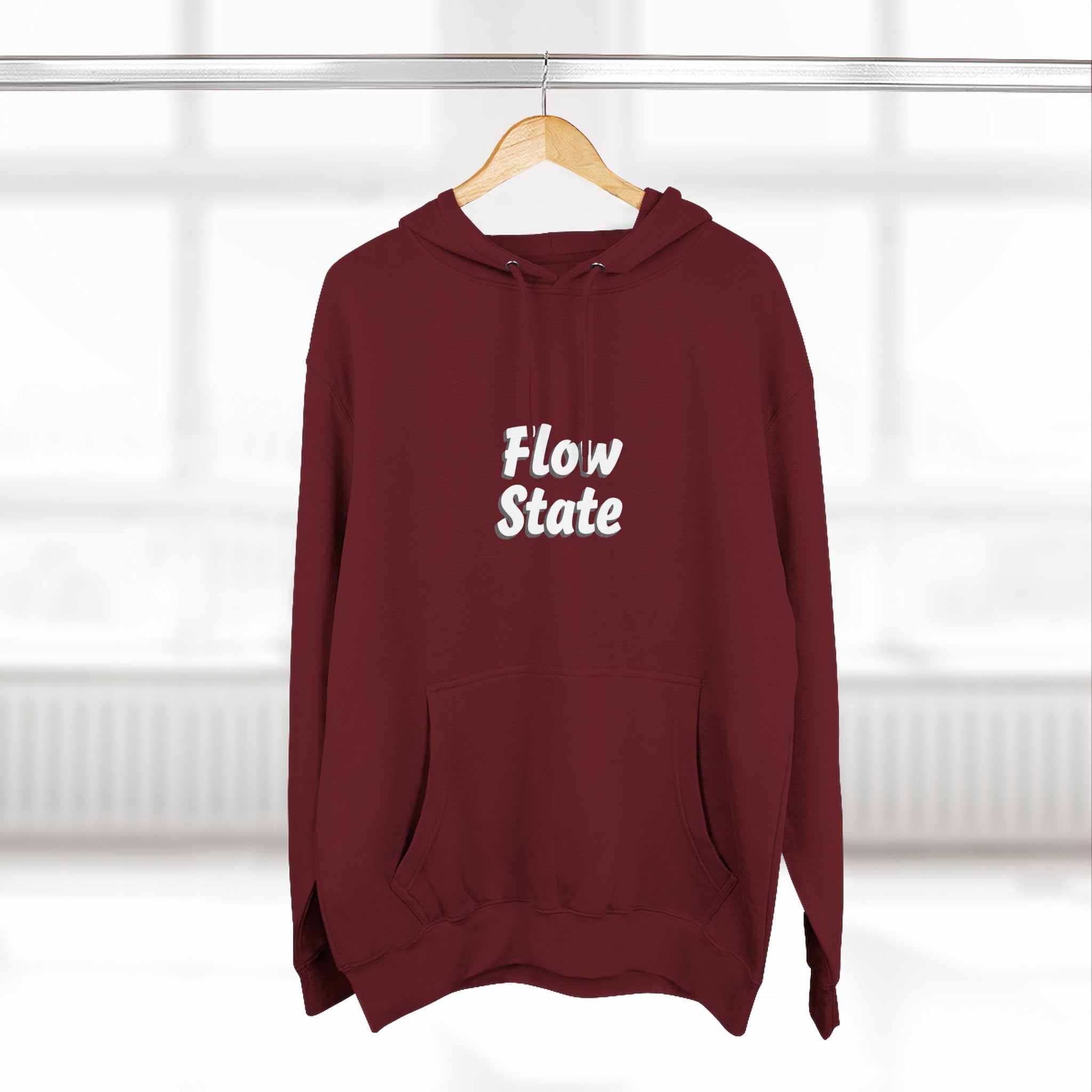Flow State Hoodie — Minimal Embossed Text Fleece Pullover