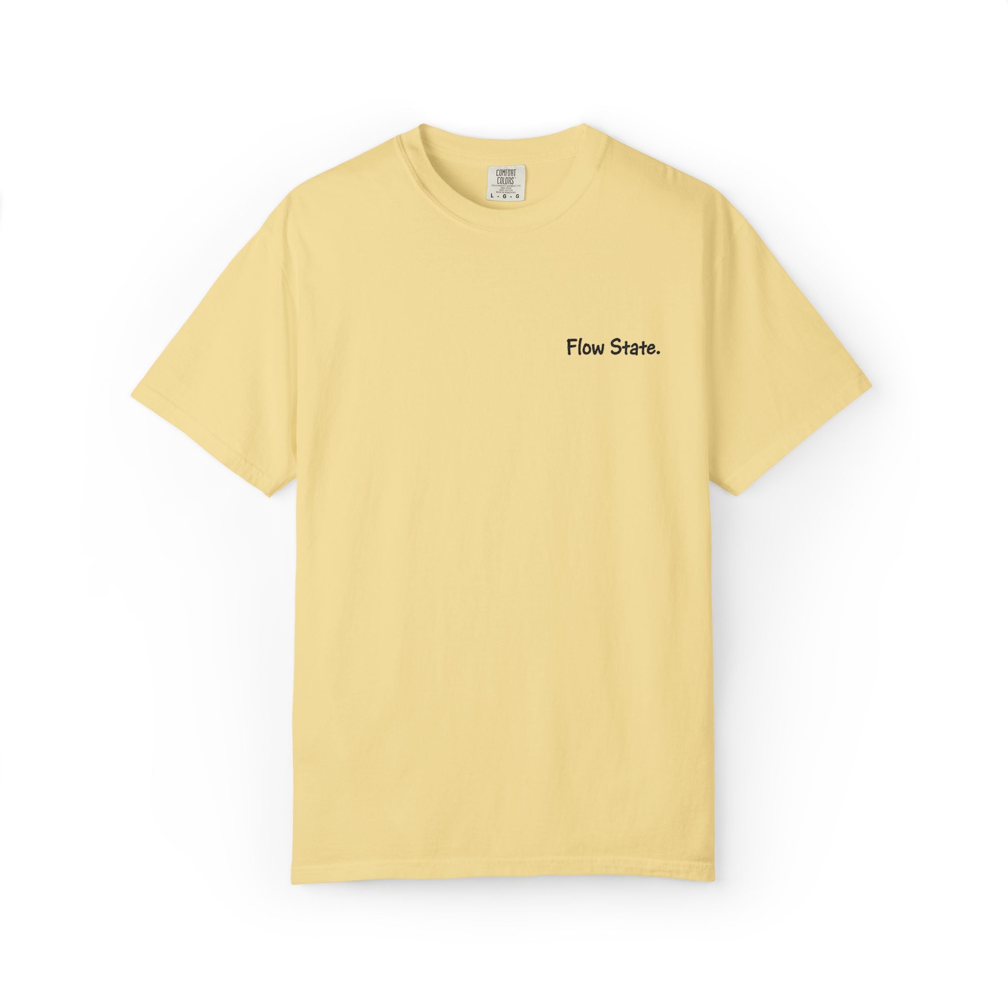 Flow State T-Shirt — Minimalist Chest Script Tee for Creatives & Athletes
