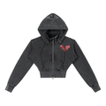Vintage Washed PRETTY PAIN Cropped Fleece Hoodie