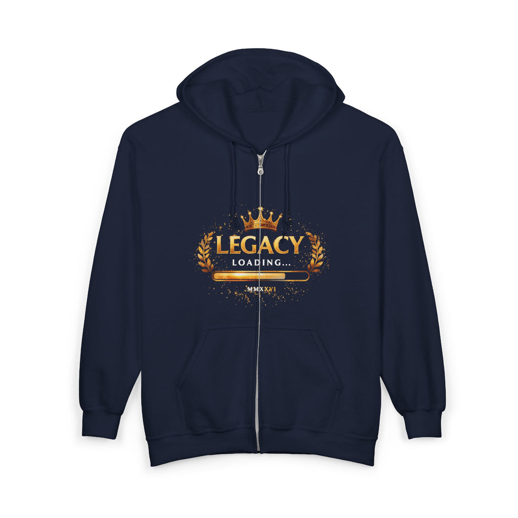 Legacy Loading Full-Zip Hoodie — King Crown Graphic Zip-Up Sweatshirt