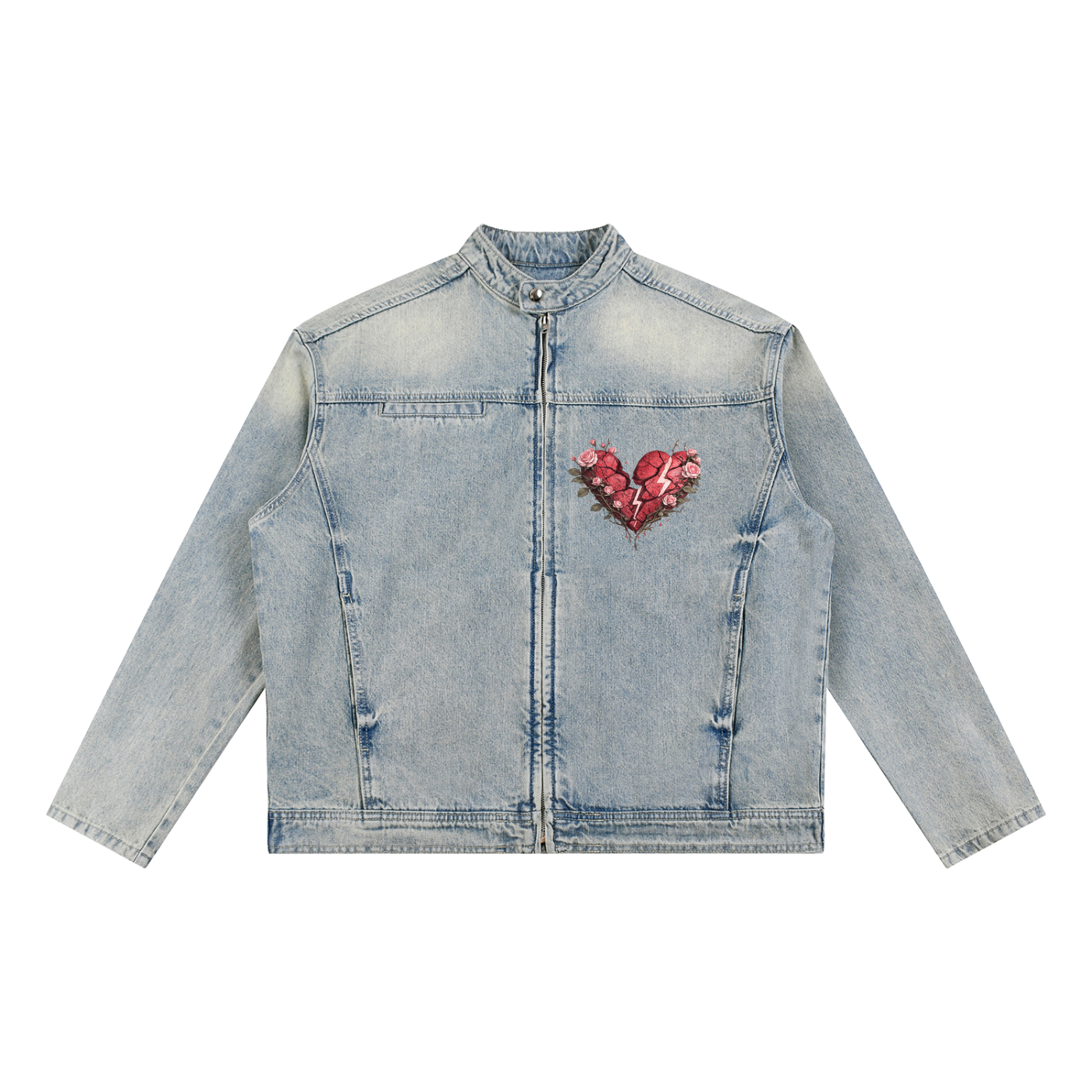 Vintage Wash Zip Denim Jacket