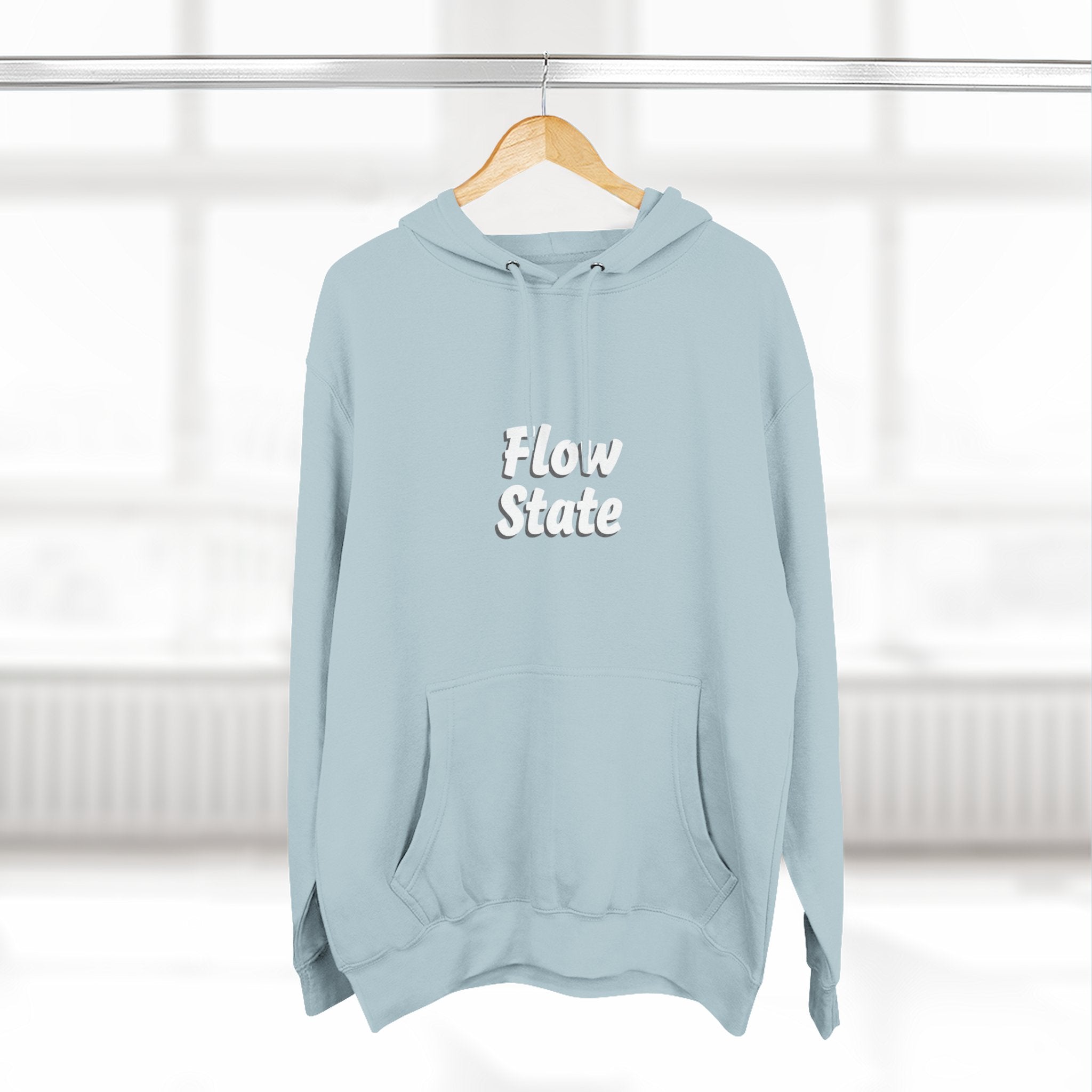 Flow State Hoodie — Minimal Embossed Text Fleece Pullover
