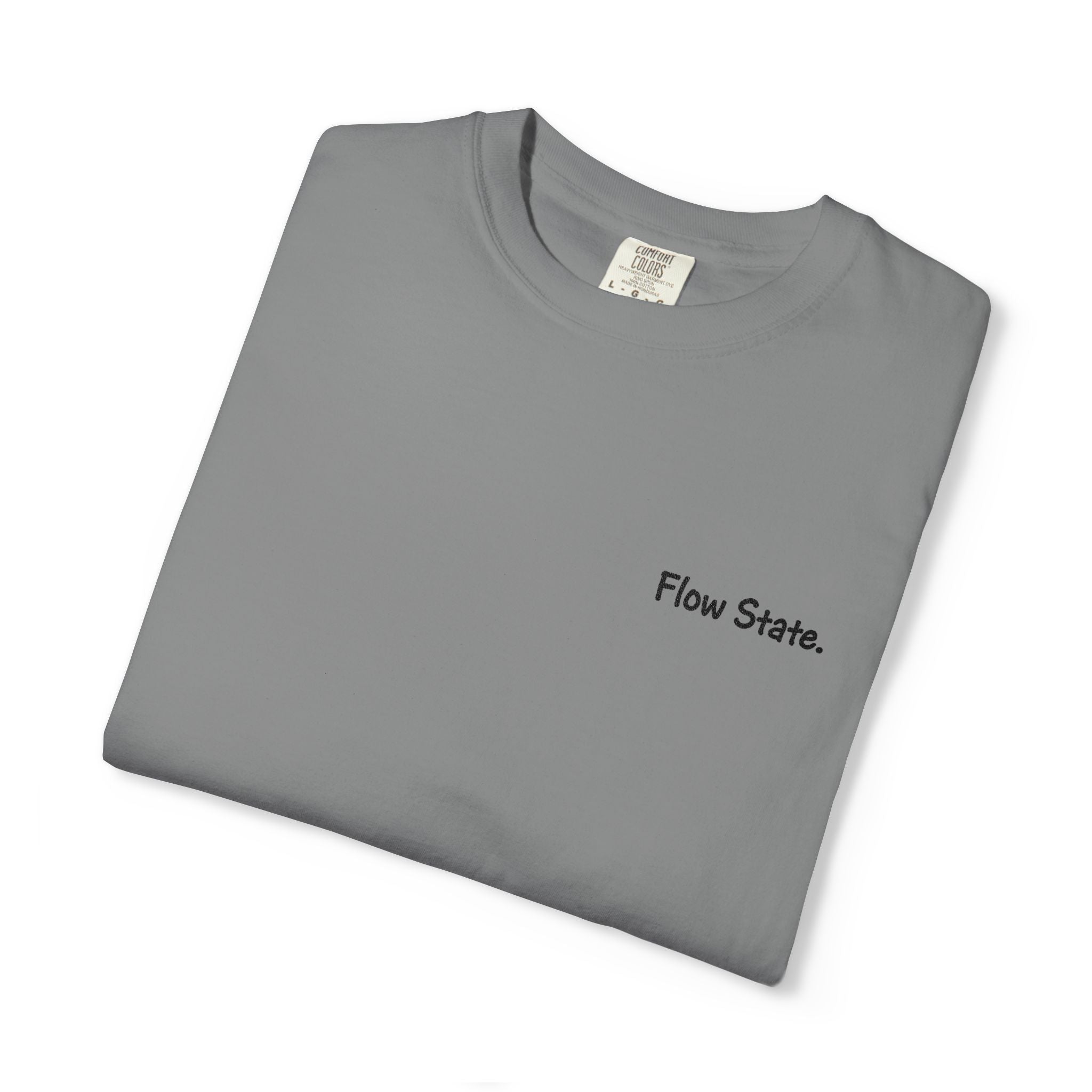 Flow State T-Shirt — Minimalist Chest Script Tee for Creatives & Athletes