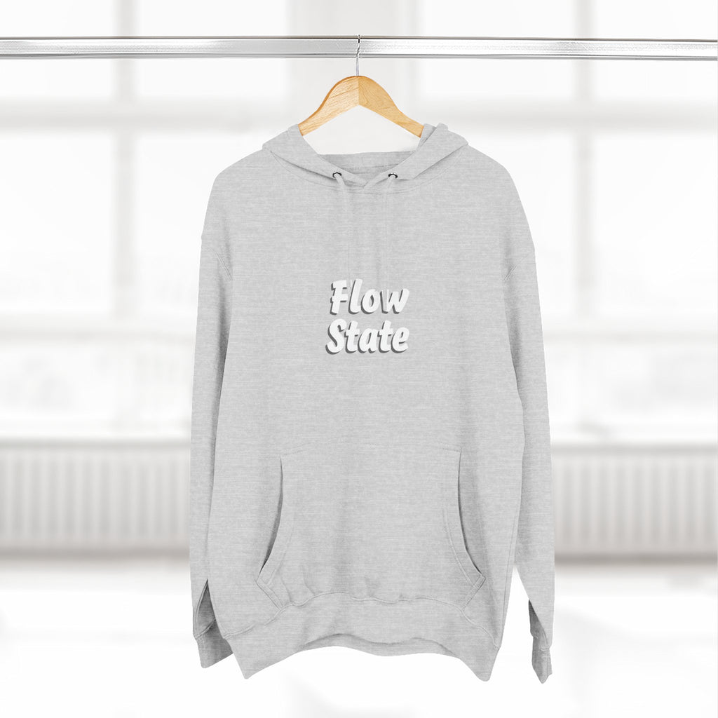 Flow State Hoodie — Minimal Embossed Text Fleece Pullover