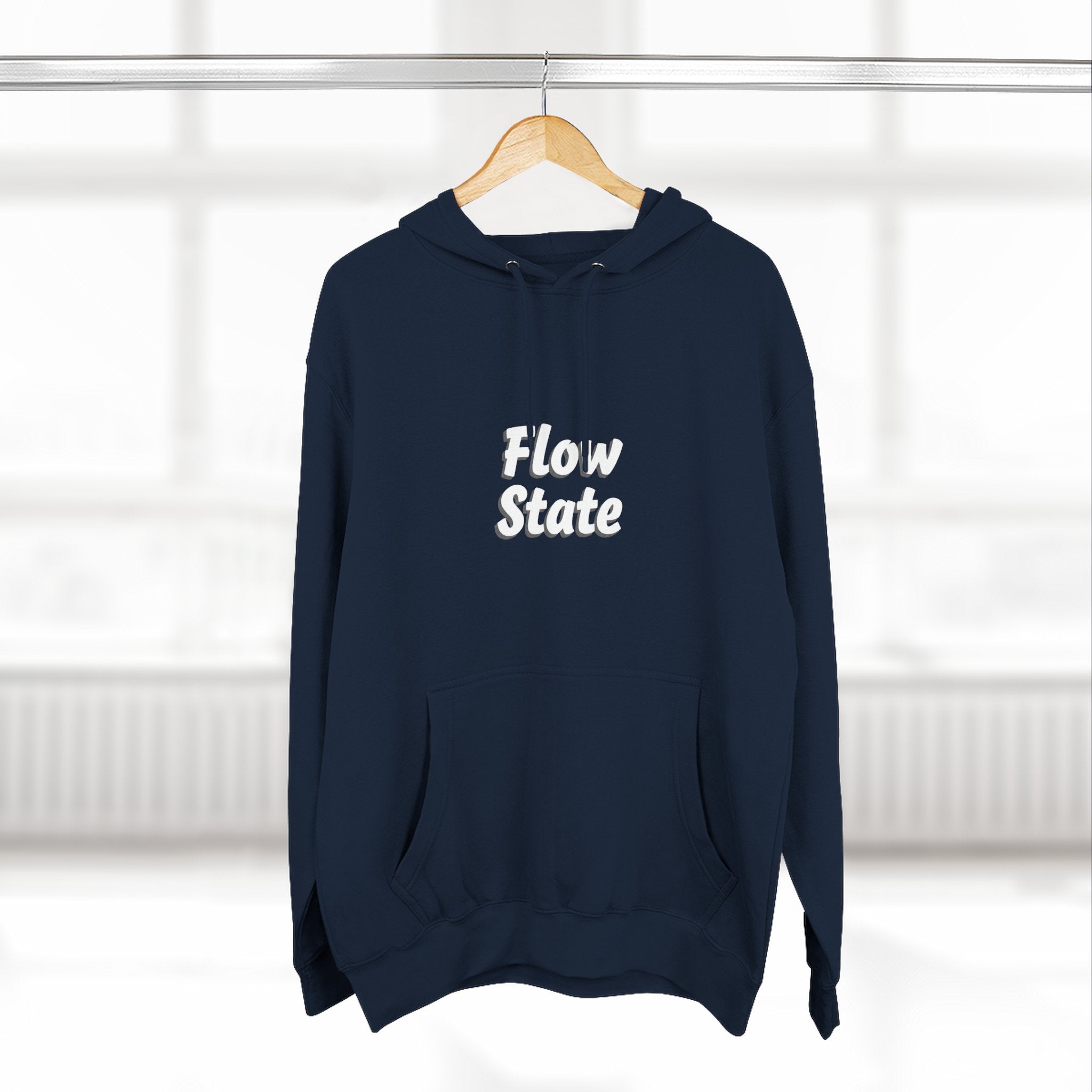 Flow State Hoodie — Minimal Embossed Text Fleece Pullover