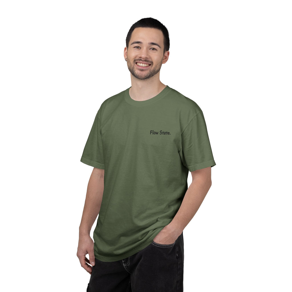 Flow State T-Shirt — Minimalist Chest Script Tee for Creatives & Athletes