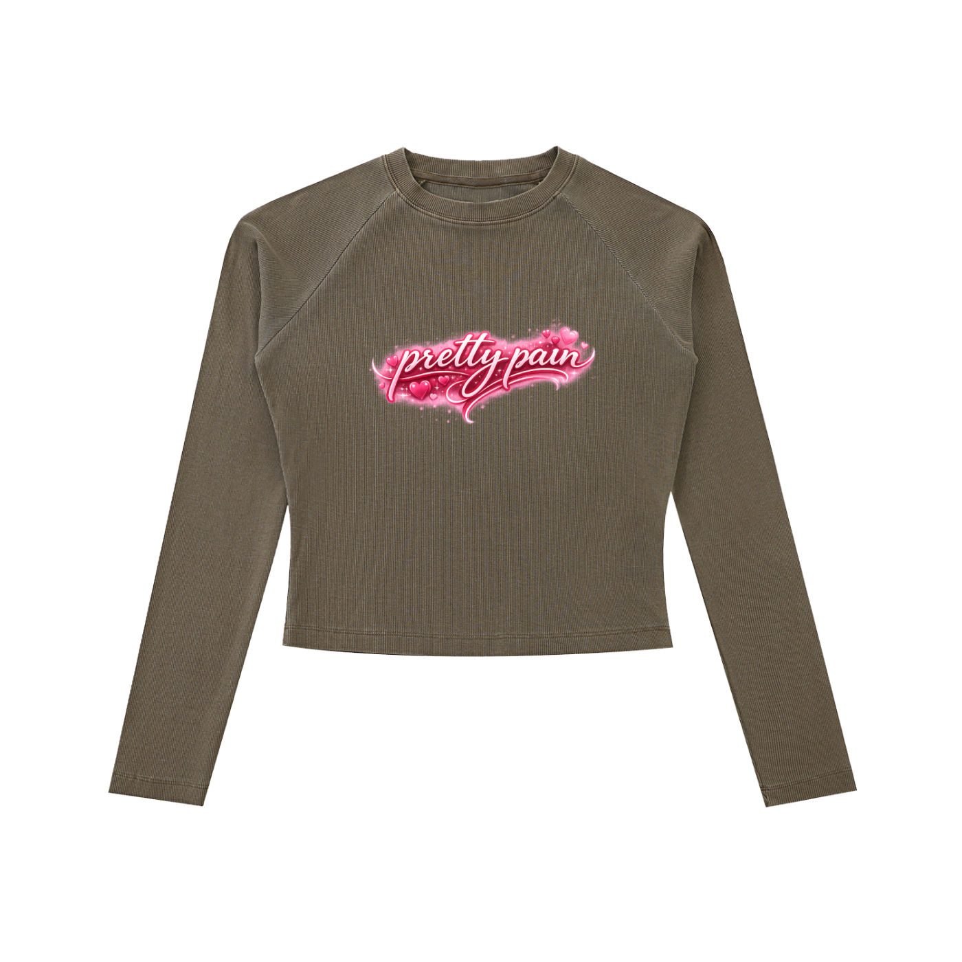 Dyed Washed Raglan Long Sleeve Slim T-Shirt