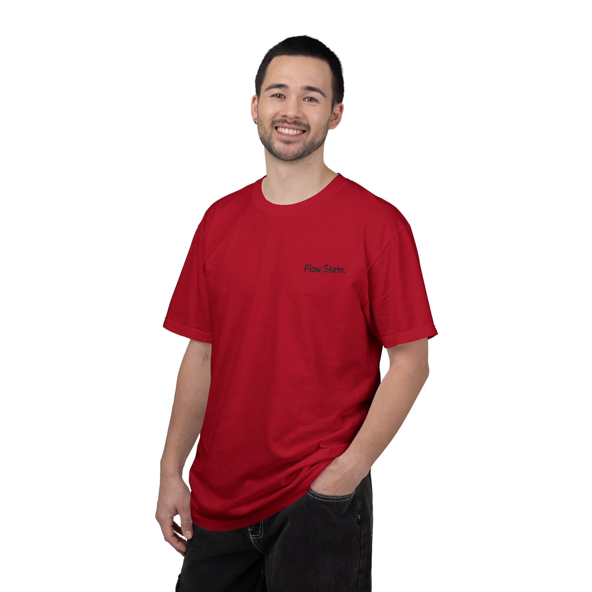 Flow State T-Shirt — Minimalist Chest Script Tee for Creatives & Athletes