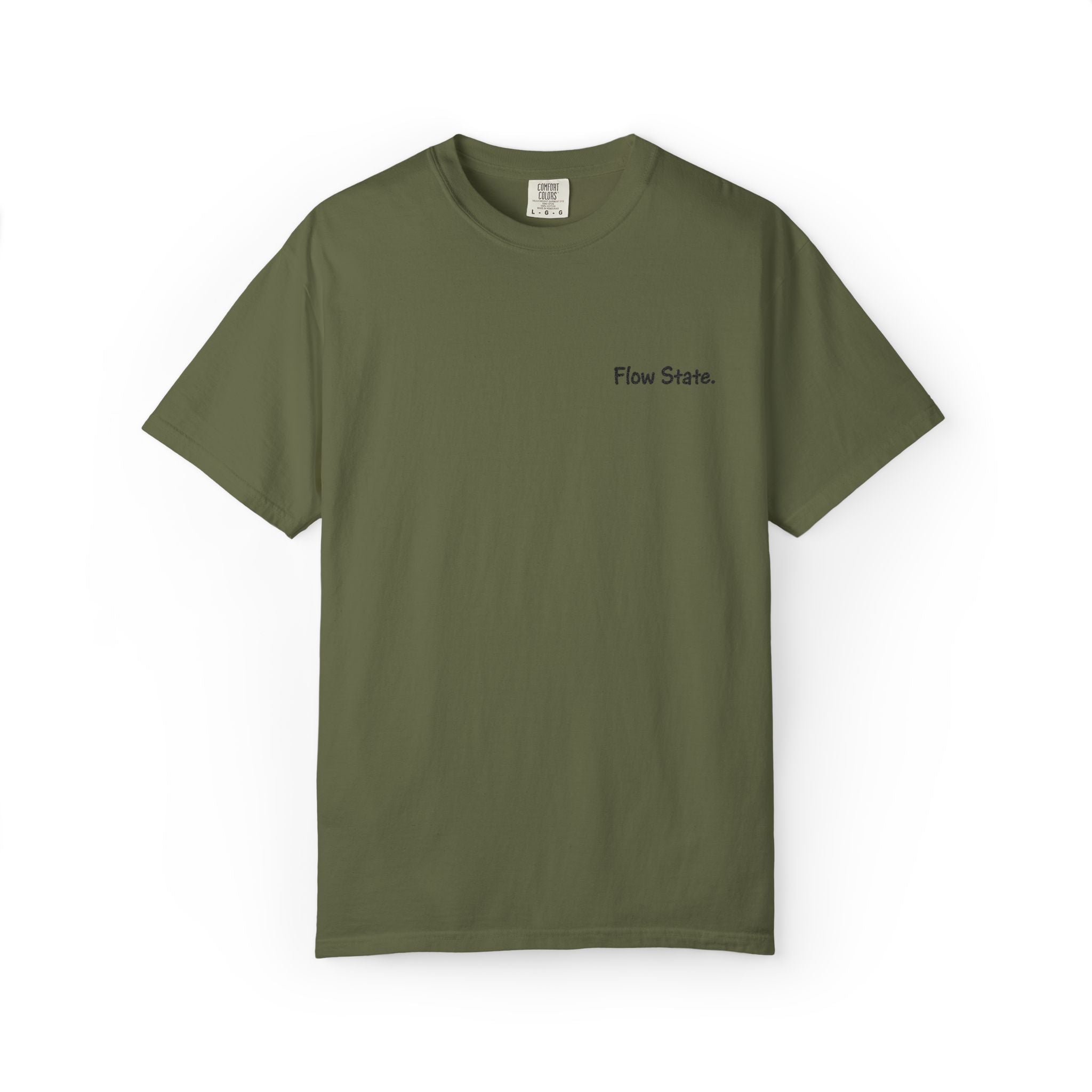Flow State T-Shirt — Minimalist Chest Script Tee for Creatives & Athletes
