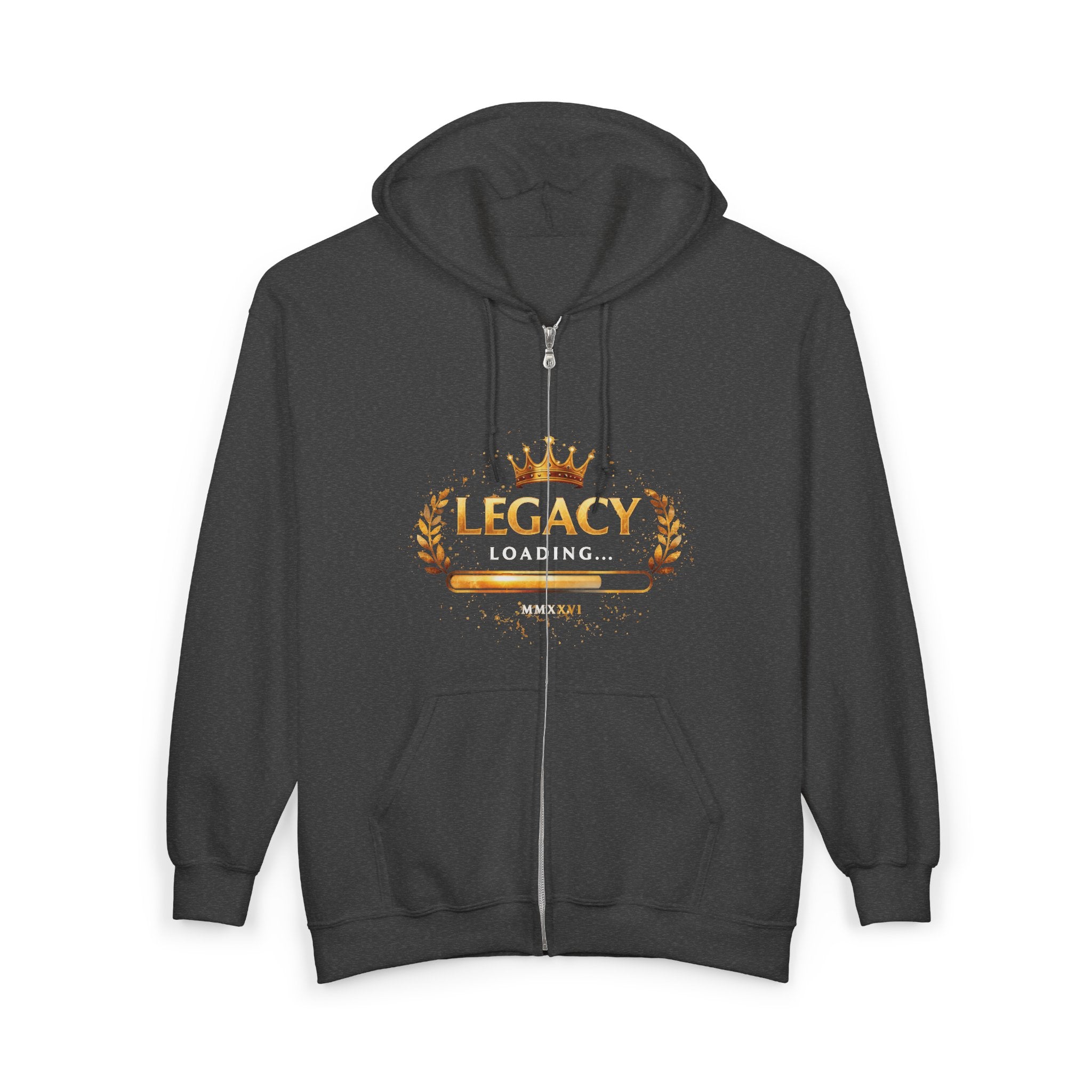 Legacy Loading Full-Zip Hoodie — King Crown Graphic Zip-Up Sweatshirt