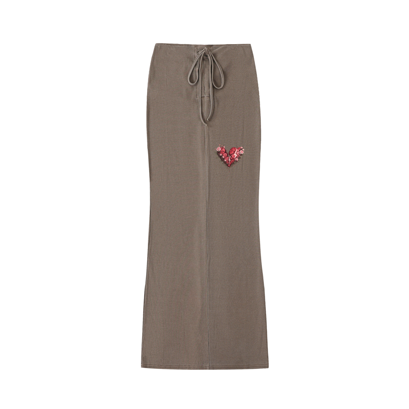 Dyed Washed Drawstring Maxi Skirt