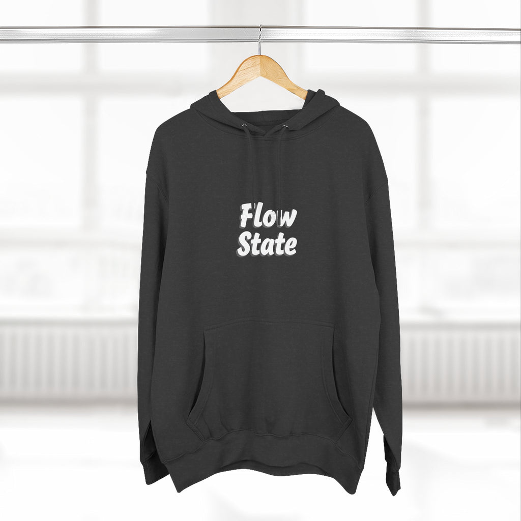 Flow State Hoodie — Minimal Embossed Text Fleece Pullover