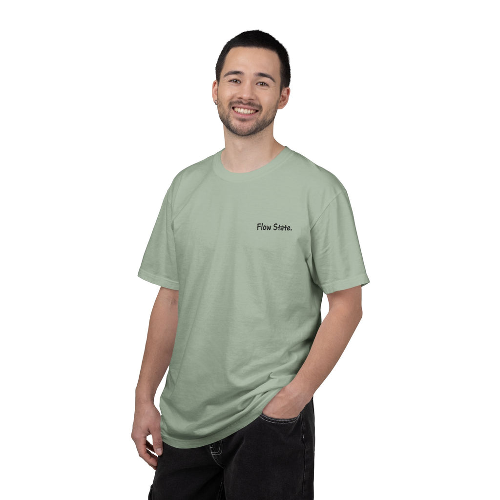 Flow State T-Shirt — Minimalist Chest Script Tee for Creatives & Athletes