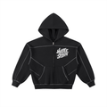 HUSTLE SEASON Contrast-Stitched Boxy Fleece Zip Hoodie