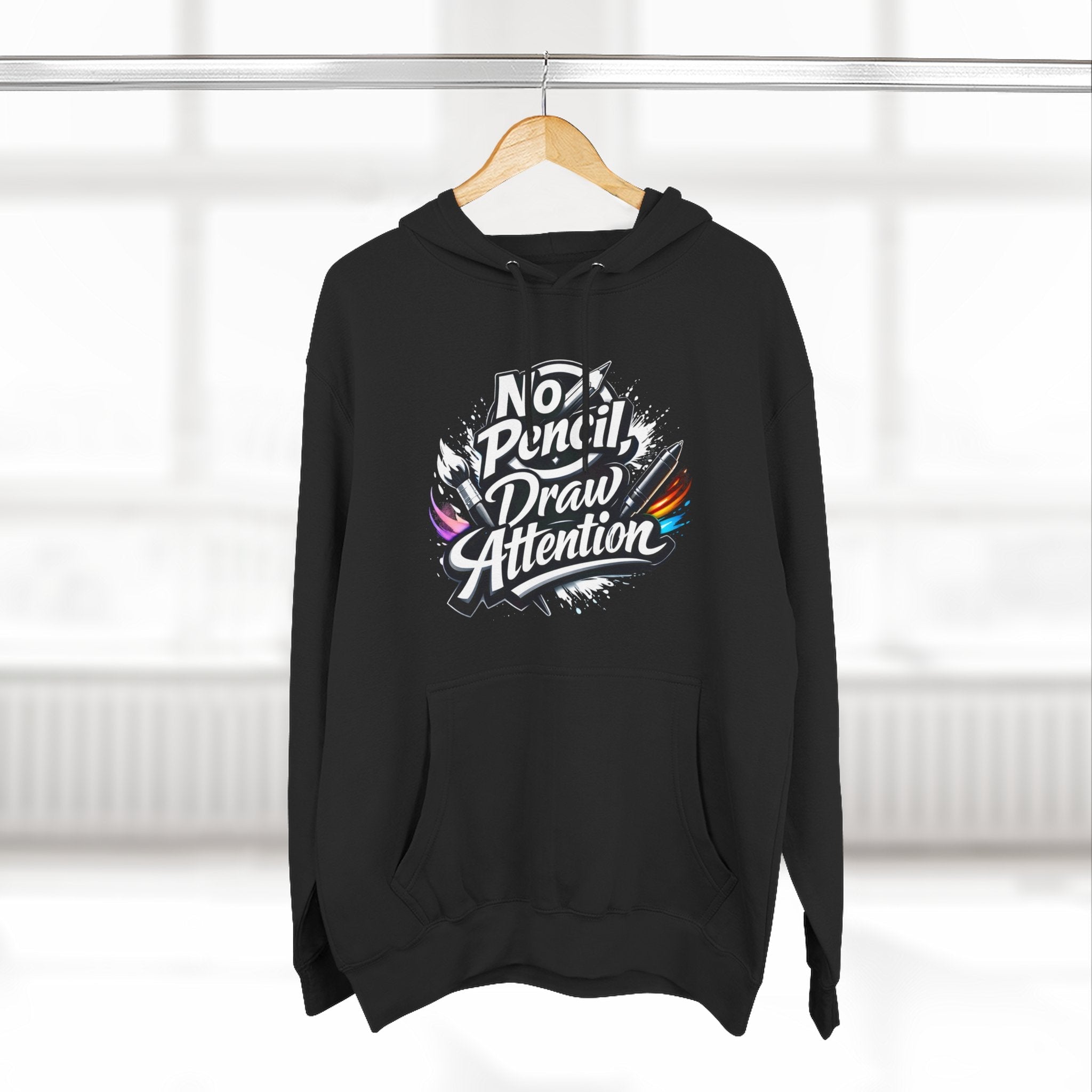 Artist Hoodie — “No Pencil, Draw Attention” Graphic Pullover - LaneOfTrends