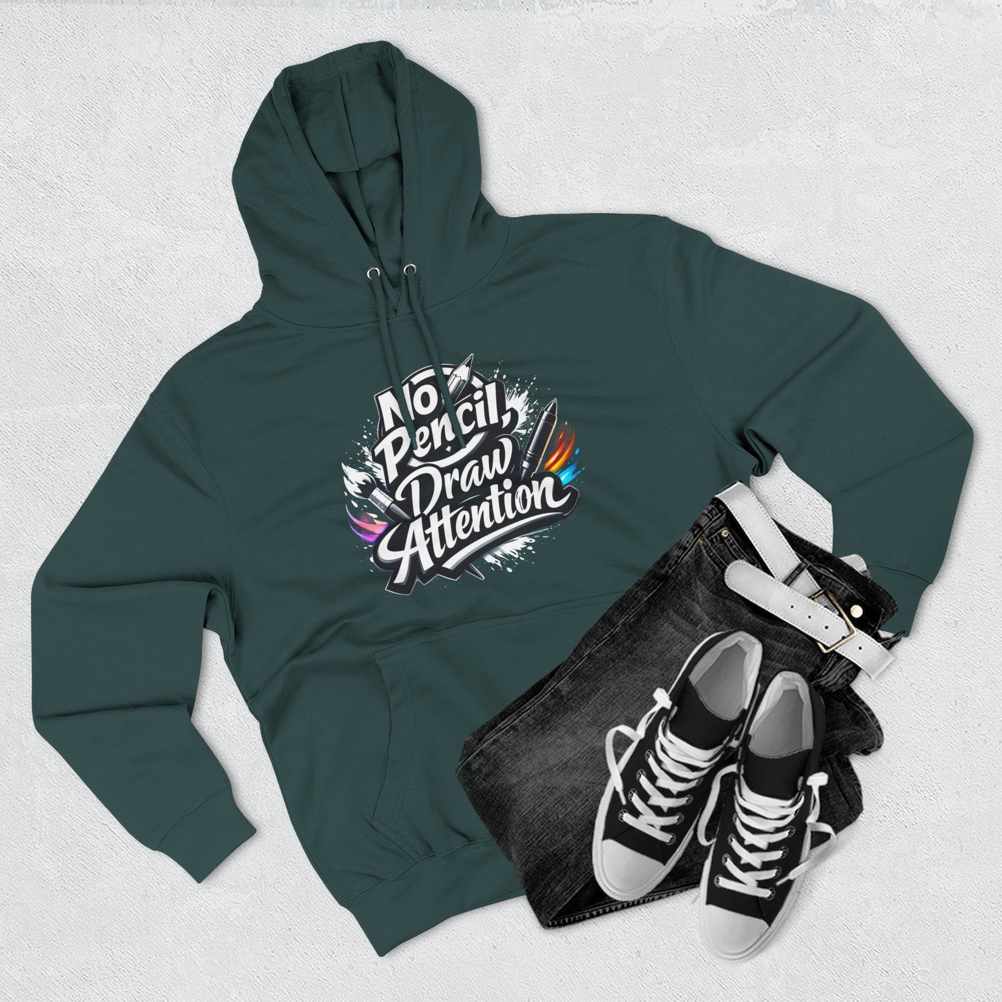 Artist Hoodie — “No Pencil, Draw Attention” Graphic Pullover - LaneOfTrends