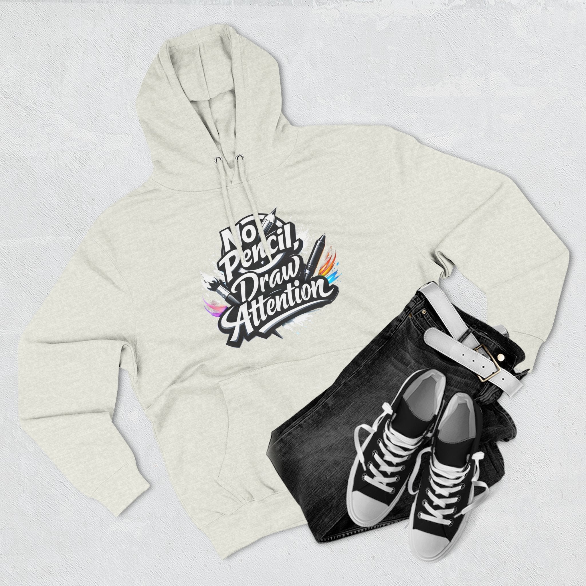 Artist Hoodie — “No Pencil, Draw Attention” Graphic Pullover - LaneOfTrends