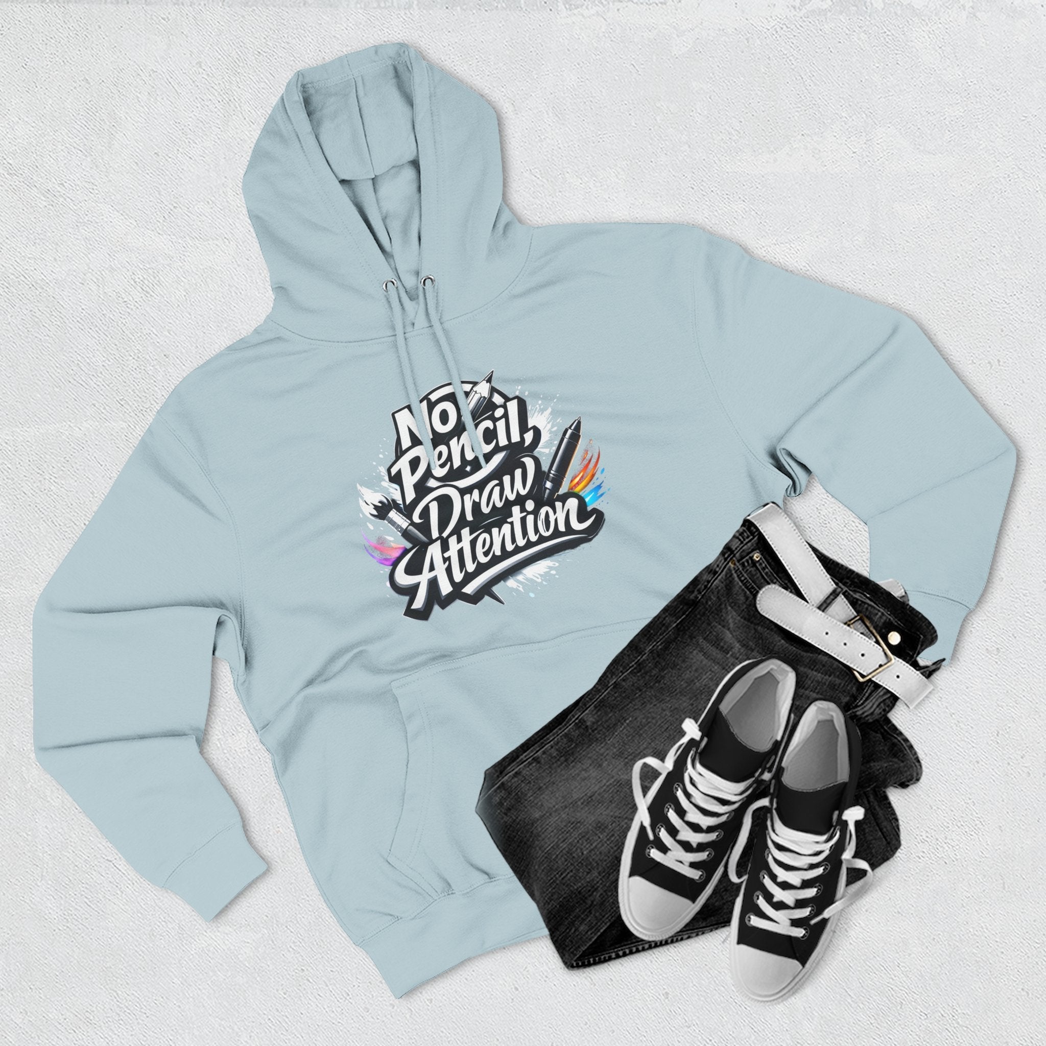 Artist Hoodie — “No Pencil, Draw Attention” Graphic Pullover - LaneOfTrends