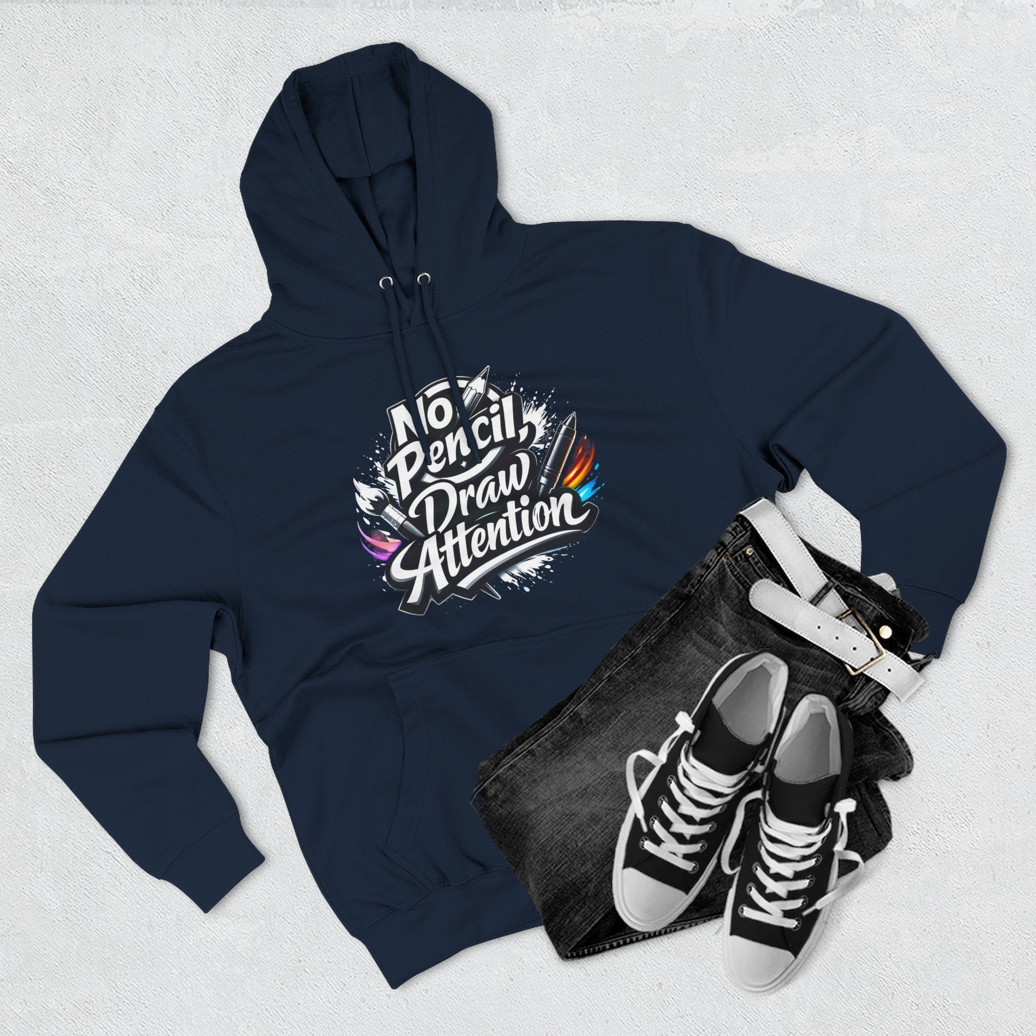 Artist Hoodie — “No Pencil, Draw Attention” Graphic Pullover - LaneOfTrends