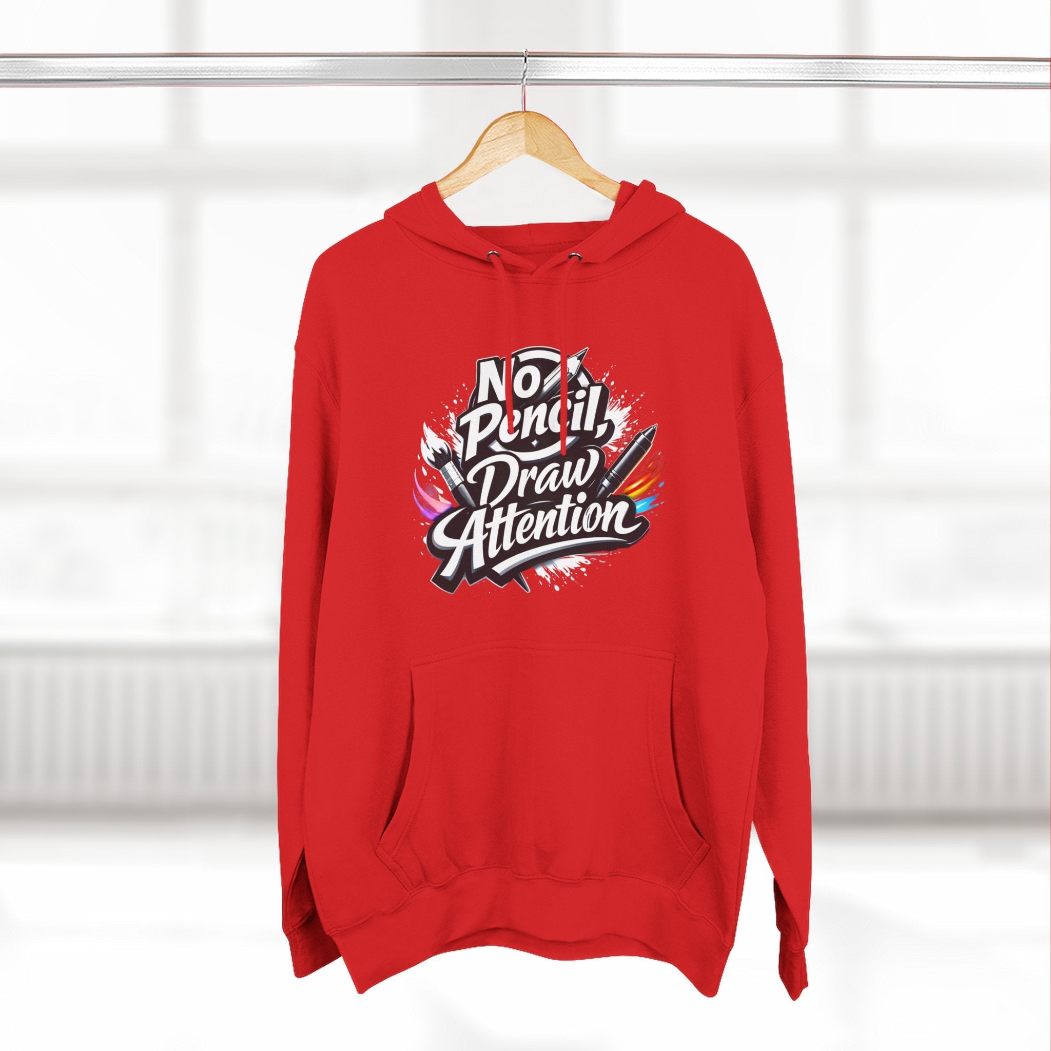 Artist Hoodie — “No Pencil, Draw Attention” Graphic Pullover - LaneOfTrends
