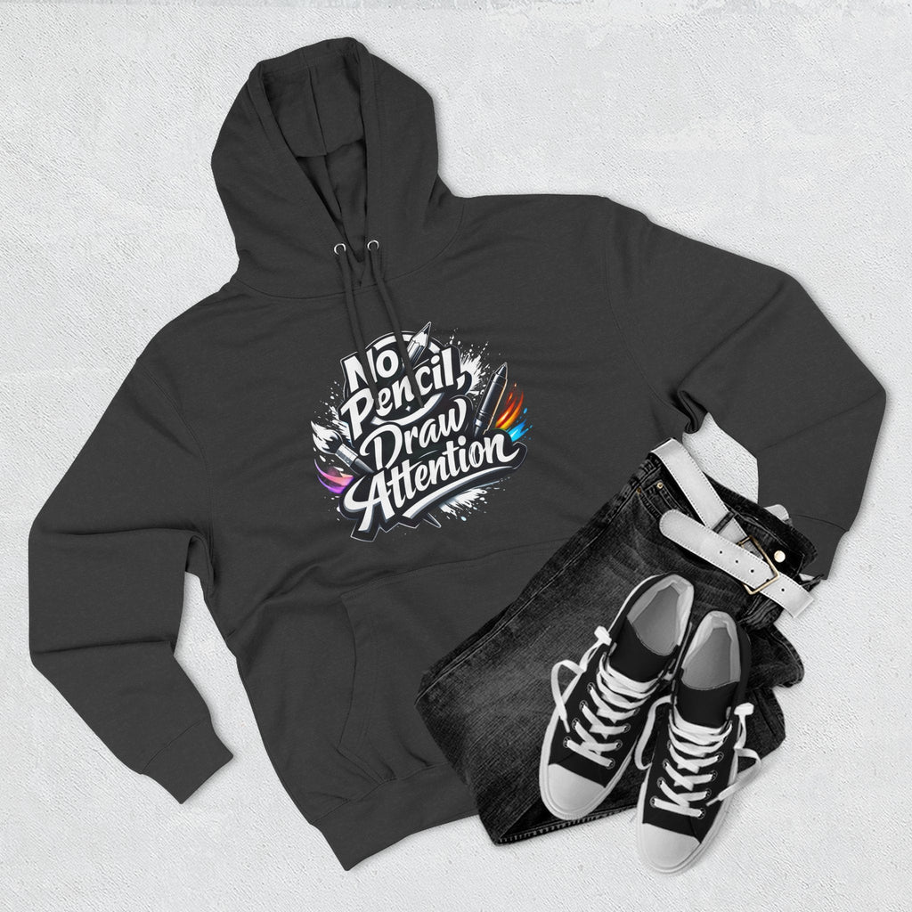 Artist Hoodie — “No Pencil, Draw Attention” Graphic Pullover - LaneOfTrends