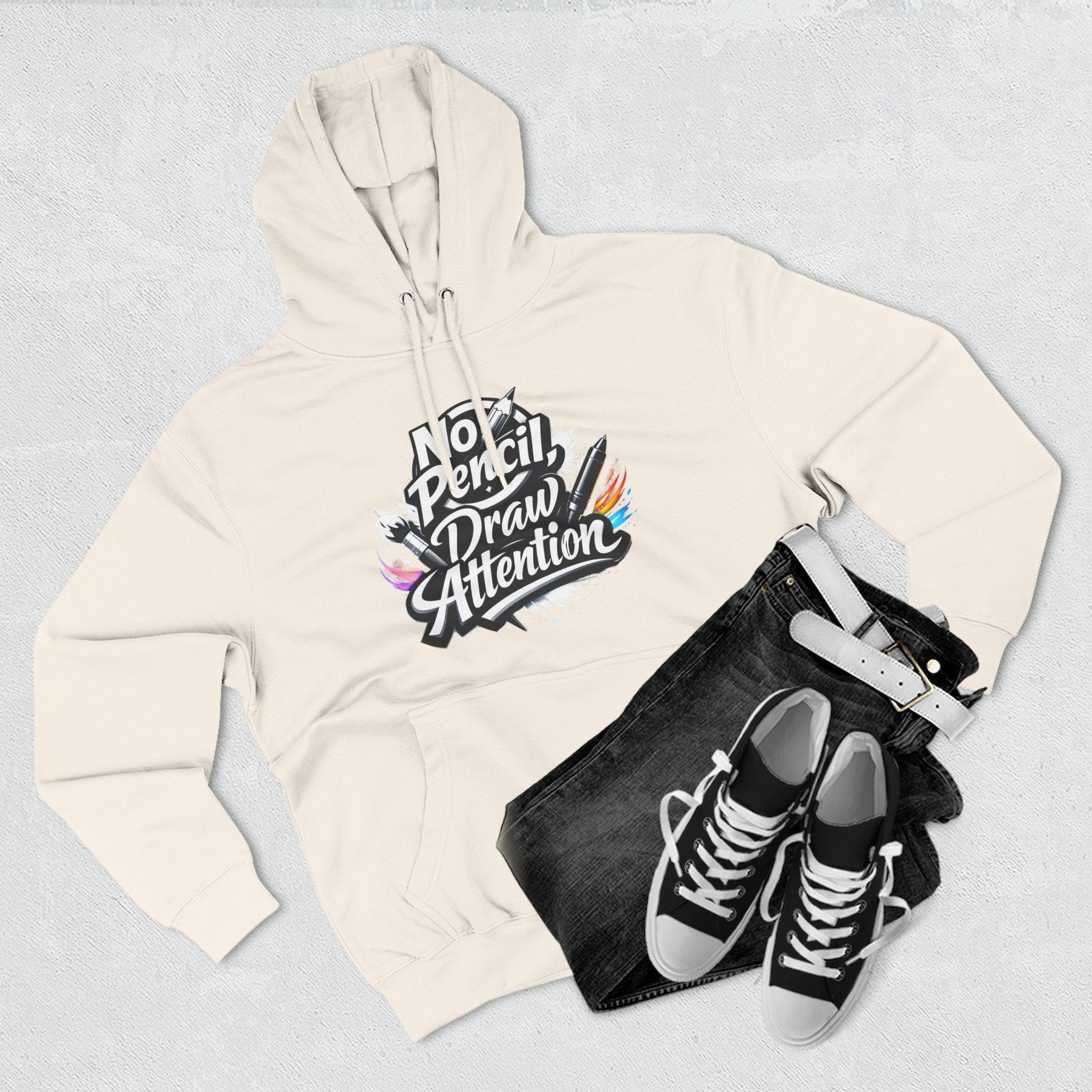 Artist Hoodie — “No Pencil, Draw Attention” Graphic Pullover - LaneOfTrends