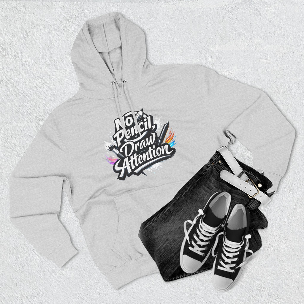 Artist Hoodie — “No Pencil, Draw Attention” Graphic Pullover - LaneOfTrends